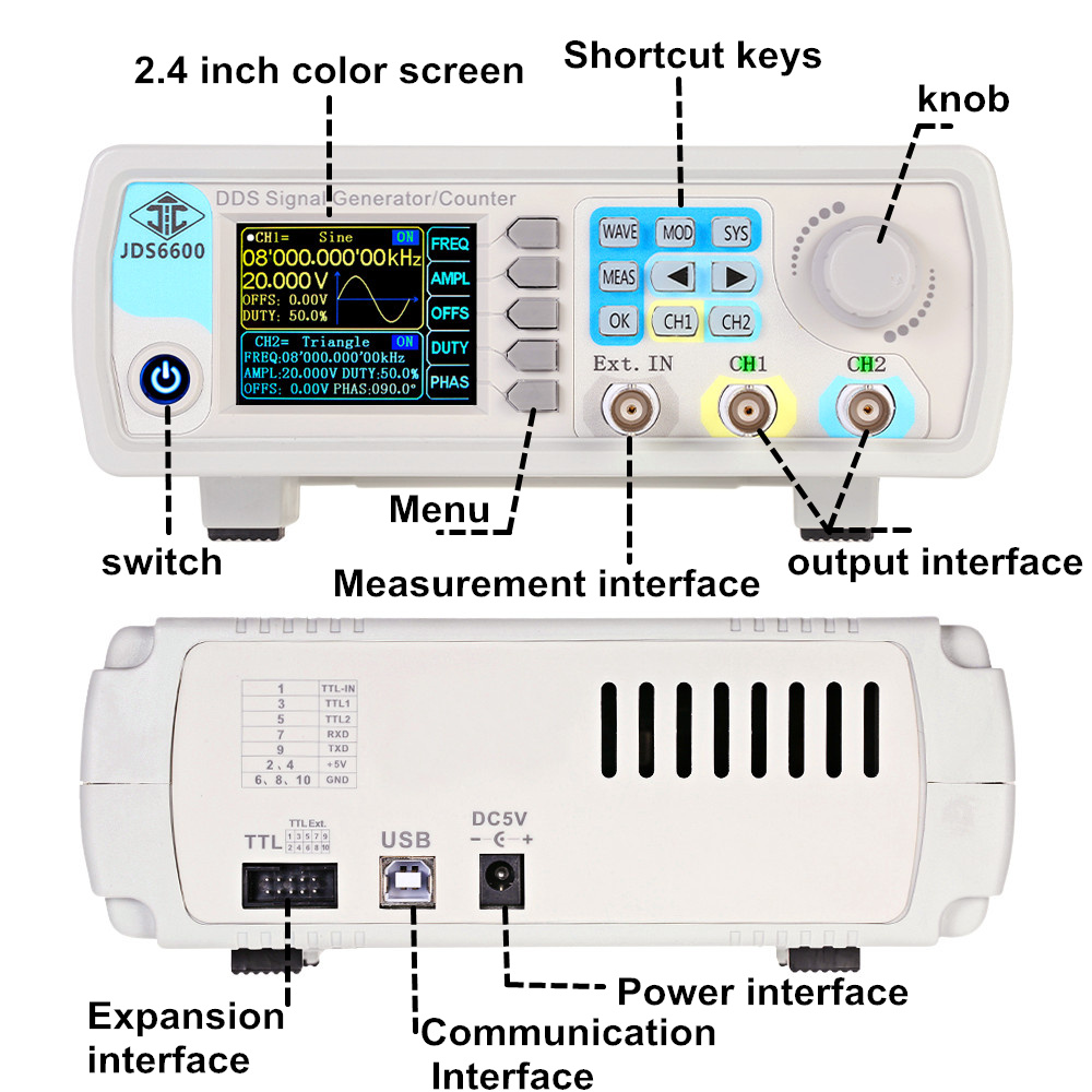 YAO JDS6600 15/30/40/50/60MHz  – Dual Channel Arbitrary Waveform Function Generator 60Mhz Bewertung und Preis